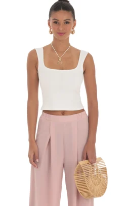 LUCY IN THE SKY Tops^Scoop Tank Top In White