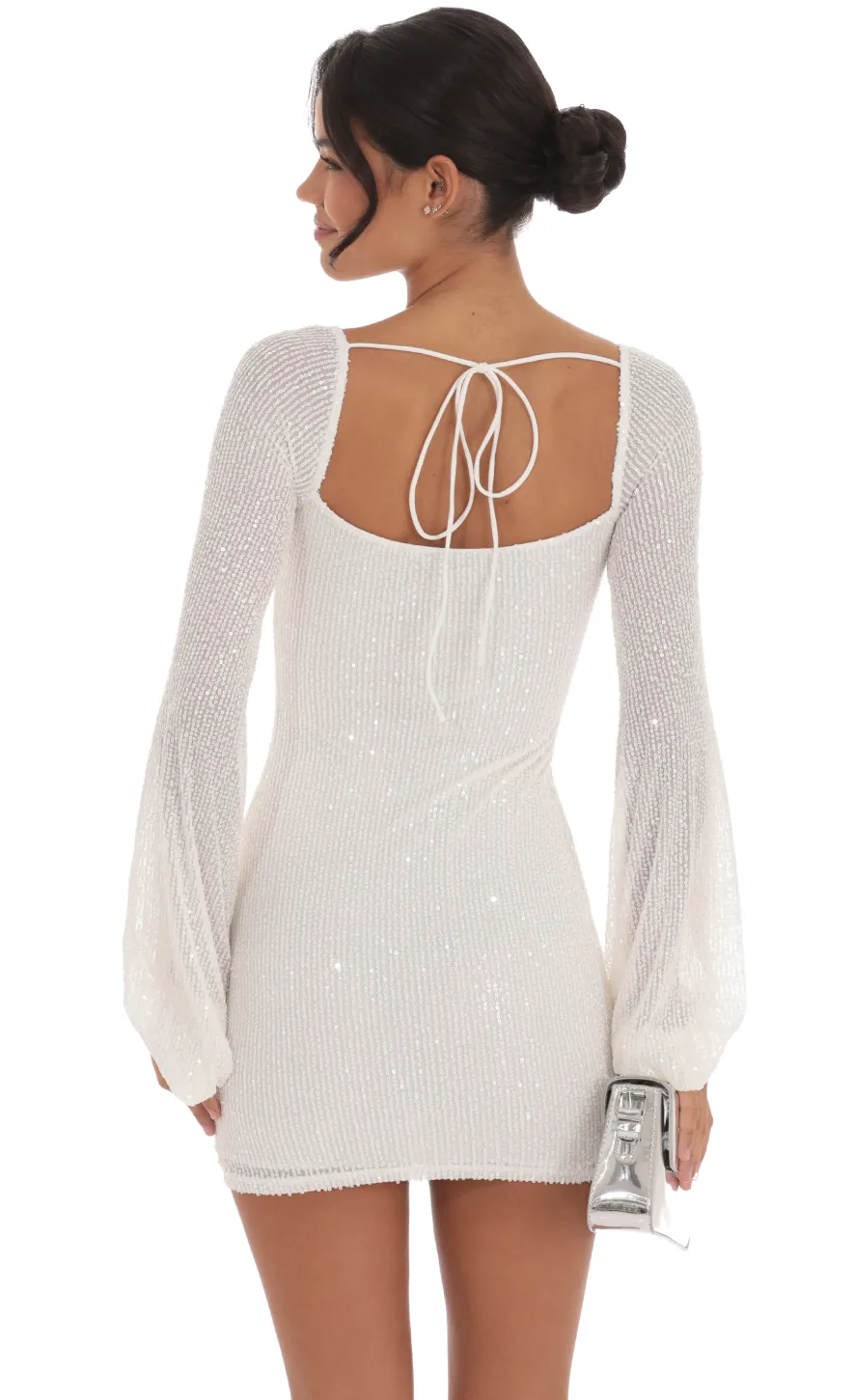 LUCY IN THE SKY Mini Dresses^Sequin Balloon Sleeve Dress In White