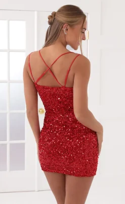 LUCY IN THE SKY Mini Dresses^Sequin Bodycon Dress In Red