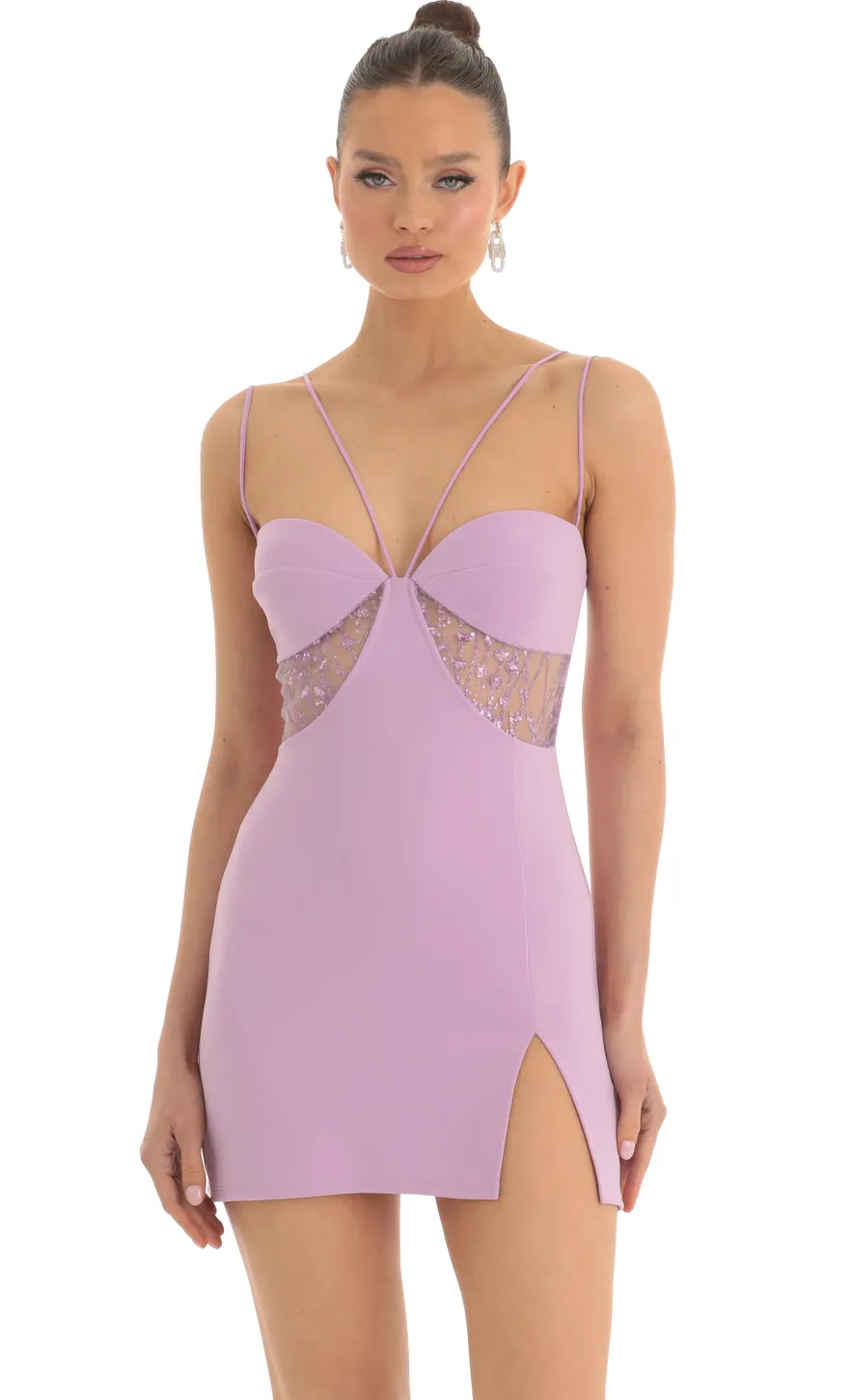 LUCY IN THE SKY Mini Dresses^Sequin Cutout Dress In Purple