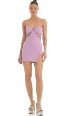 LUCY IN THE SKY Mini Dresses^Sequin Cutout Dress In Purple