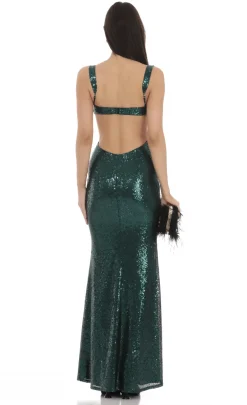LUCY IN THE SKY Maxi Dresses^Sequin Cutout Maxi Dress In Green