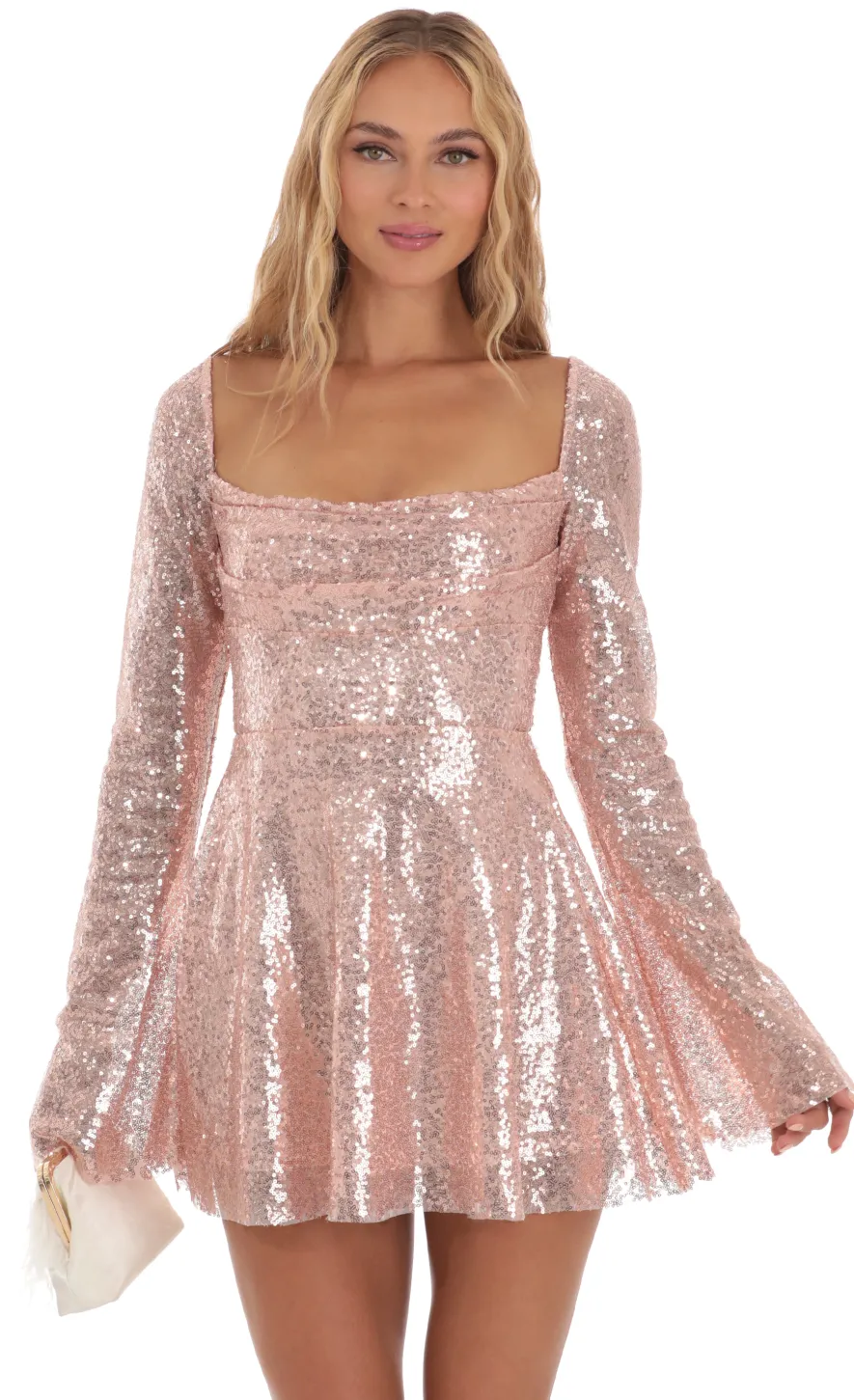 LUCY IN THE SKY Mini Dresses^Sequin Flare Dress In Rose Gold