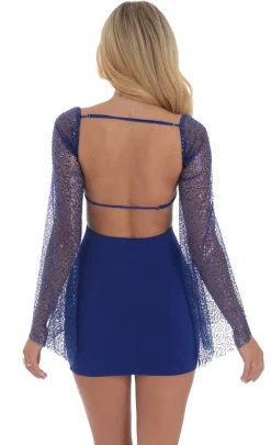 LUCY IN THE SKY Mini Dresses^Sequin Flare Sleeve Dress In Blue
