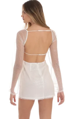 LUCY IN THE SKY Mini Dresses^Sequin Flare Sleeve Dress In White