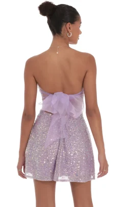 LUCY IN THE SKY Mini Dresses^Sequin Glitter Strapless Fit And Flare Dress In Lilac