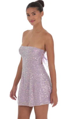 LUCY IN THE SKY Mini Dresses^Sequin Glitter Strapless Fit And Flare Dress In Lilac