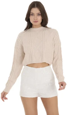 LUCY IN THE SKY Shorts^Sequin High Waisted Shorts In White