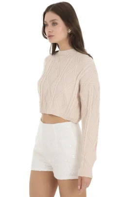 LUCY IN THE SKY Shorts^Sequin High Waisted Shorts In White