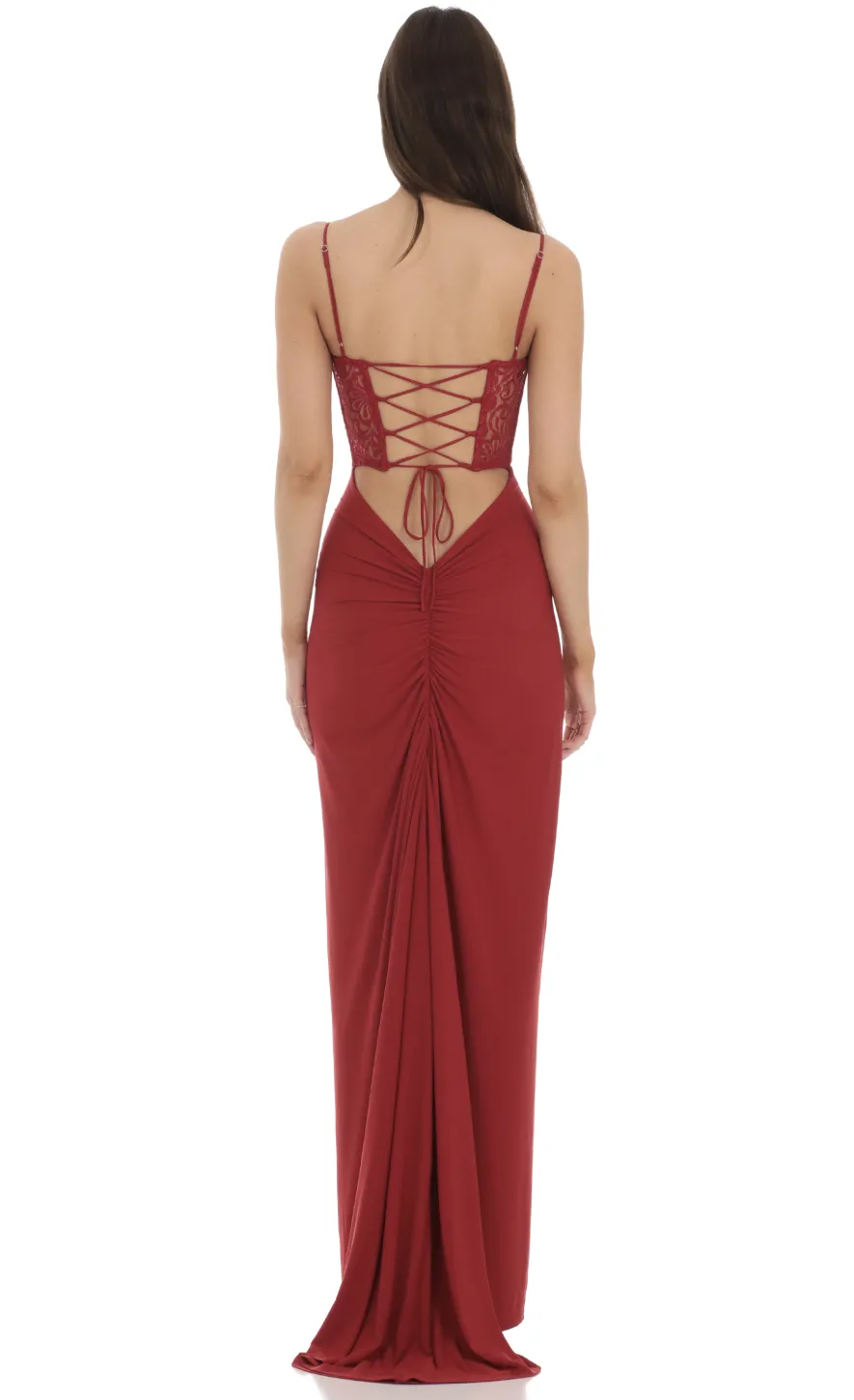 LUCY IN THE SKY Maxi Dresses^Sequin Lace Cutout Maxi Dress In Red