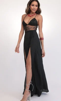LUCY IN THE SKY Maxi Dresses^Sequin Lace Maxi Dress In Black