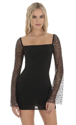 LUCY IN THE SKY Mini Dresses^Sequin Long Sleeve Dress In Black