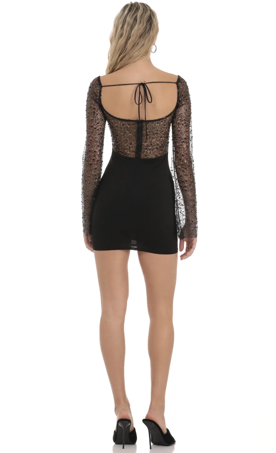 LUCY IN THE SKY Mini Dresses^Sequin Long Sleeve Dress In Black