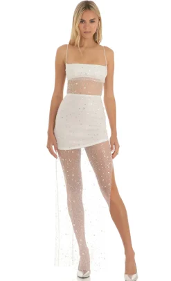 LUCY IN THE SKY Maxi Dresses^Sequin Maxi Dress In White