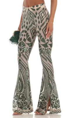 LUCY IN THE SKY Two-Piece Sets|Pants^Sequin One Shoulder Two Piece Set In Green