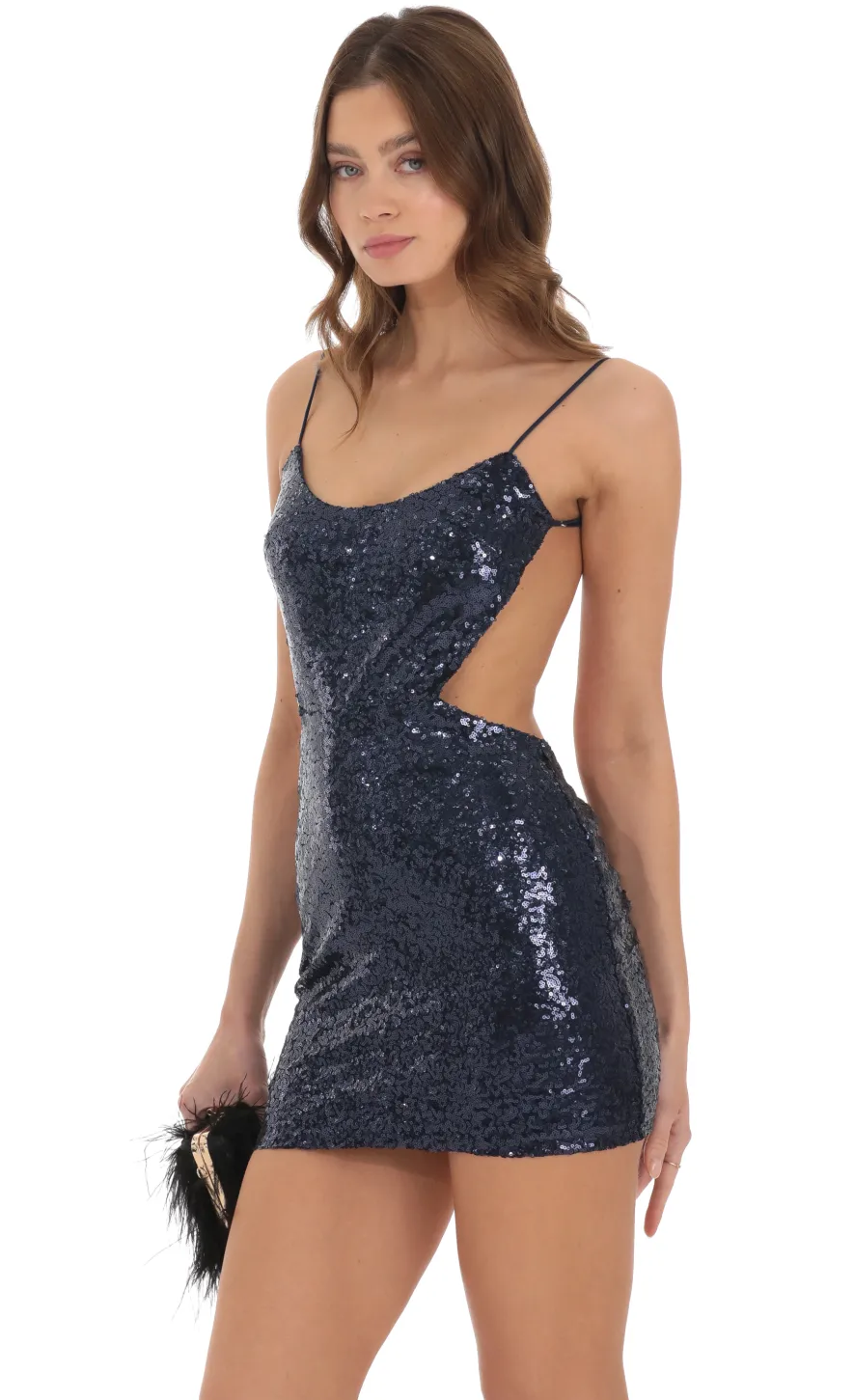 LUCY IN THE SKY Mini Dresses^Sequin Open Back Bodycon Dress In Navy