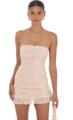 LUCY IN THE SKY Mini Dresses^Sequin Ruched Bodycon Dress In Pink