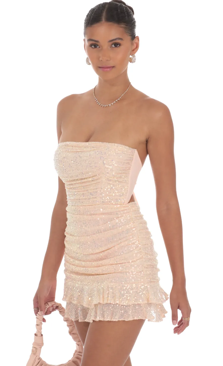 LUCY IN THE SKY Mini Dresses^Sequin Ruched Bodycon Dress In Pink