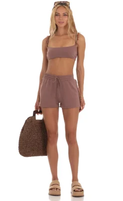 LUCY IN THE SKY Two-Piece Sets|Shorts^Sequin Ruffle Two Piece Set In Mauve