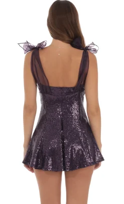 LUCY IN THE SKY Mini Dresses^Sequin Shoulder Ties Dress In Purple