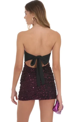 LUCY IN THE SKY Mini Dresses^Sequin Strapless Dress In Deep Plum