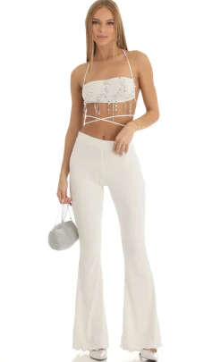 LUCY IN THE SKY Two-Piece Sets|Pants^Sequin Two Piece Pant Set In White