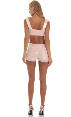LUCY IN THE SKY Two-Piece Sets|Shorts^Sequin Two Piece Set In Pink