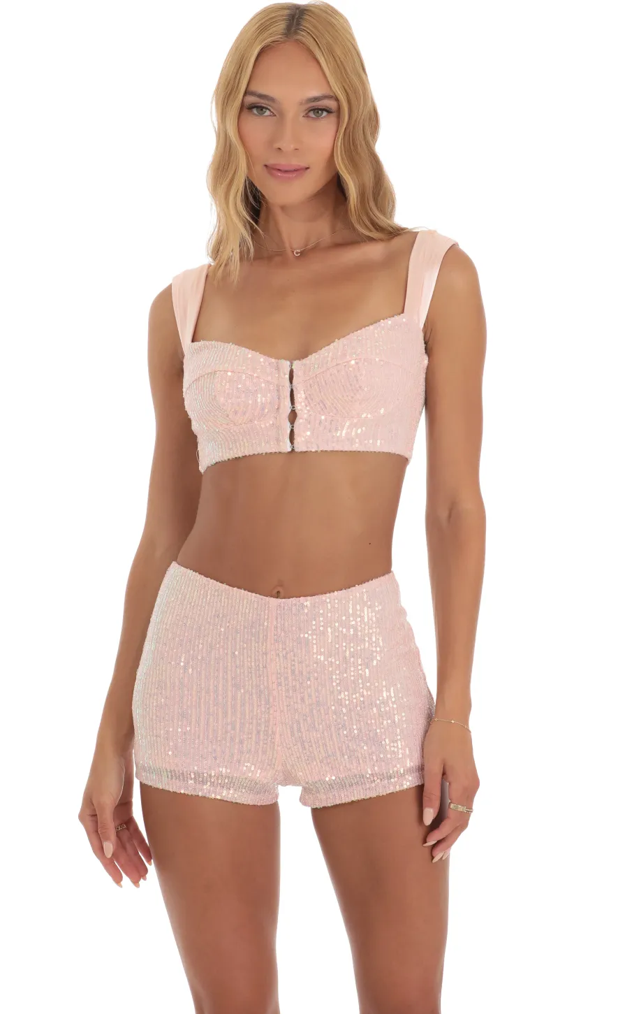 LUCY IN THE SKY Two-Piece Sets|Shorts^Sequin Two Piece Set In Pink