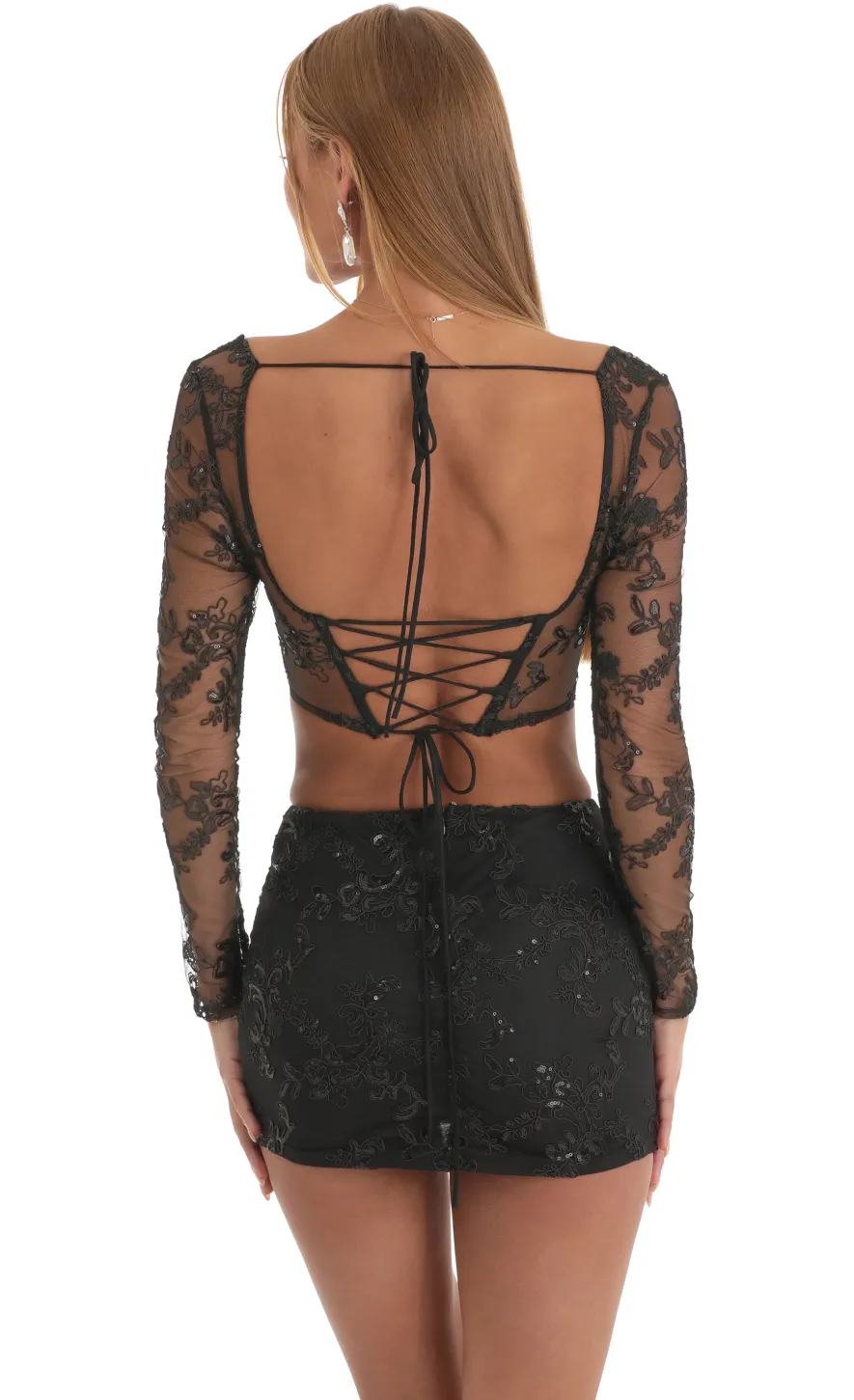 LUCY IN THE SKY Two-Piece Sets^Sequin Two Piece Skirt Set In Black