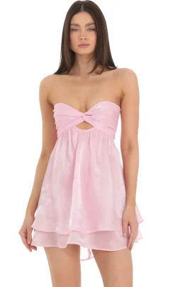 LUCY IN THE SKY Mini Dresses^Sheen Cutout Babydoll Dress In Pink