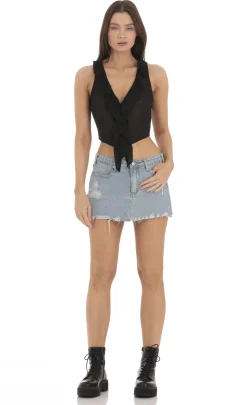 LUCY IN THE SKY Tops^Sheer Chiffon Top In Black
