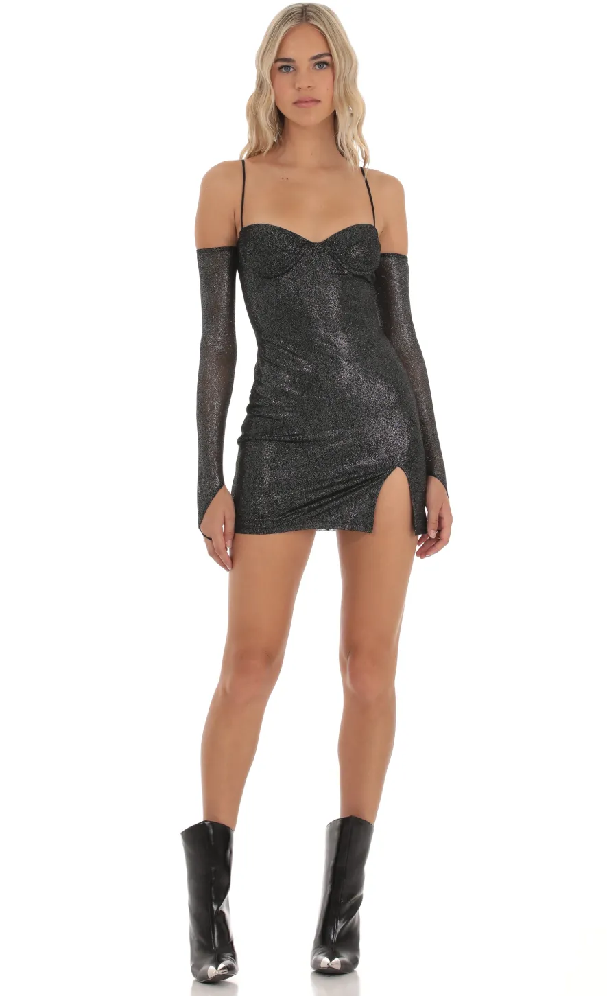 LUCY IN THE SKY Mini Dresses^Shimmer Bodycon Dress In Black