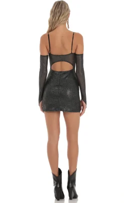 LUCY IN THE SKY Mini Dresses^Shimmer Bodycon Dress In Black