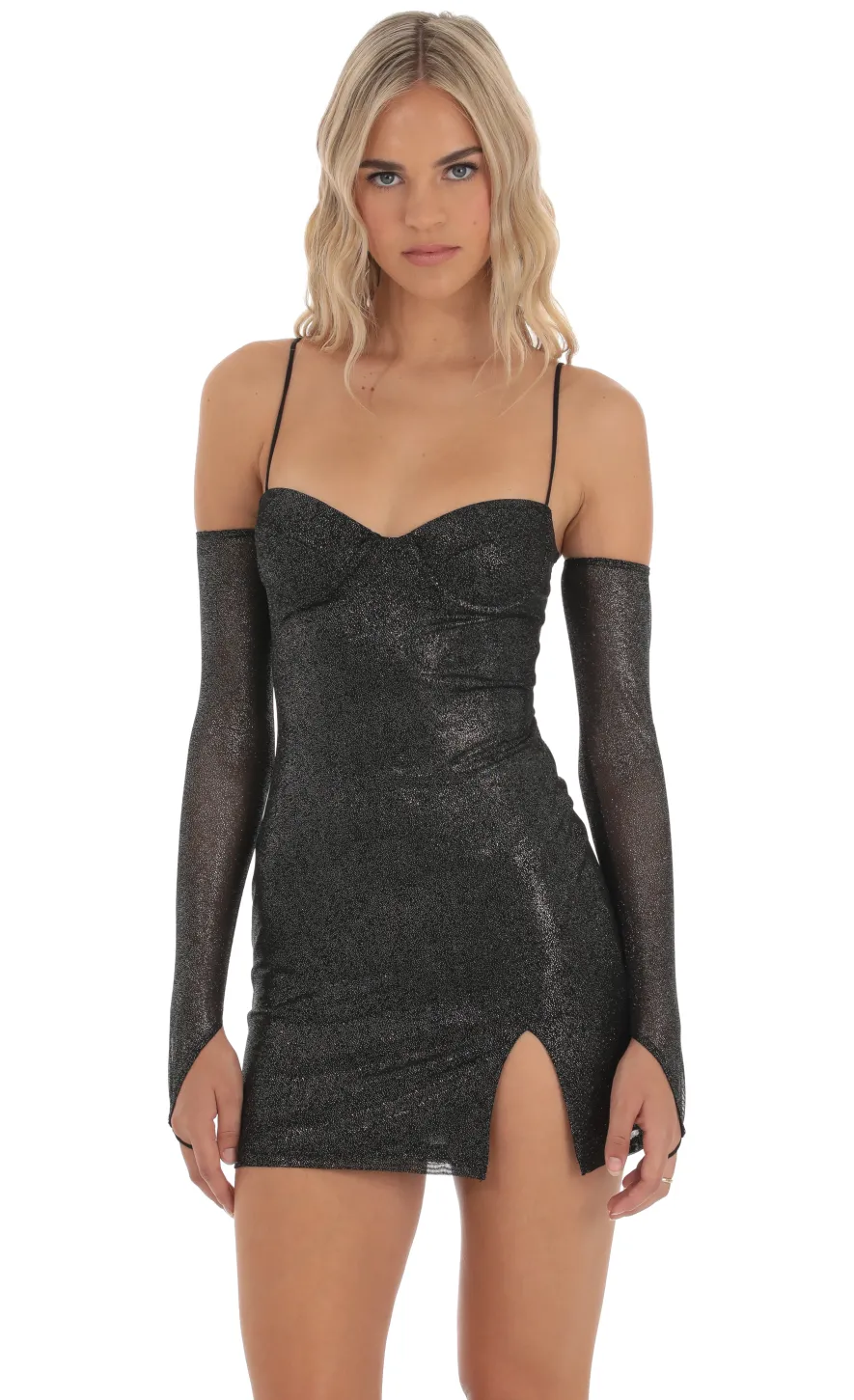 LUCY IN THE SKY Mini Dresses^Shimmer Bodycon Dress In Black