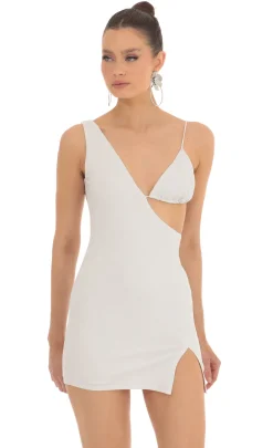 LUCY IN THE SKY Mini Dresses^Shimmer Bust Cutout Dress In White
