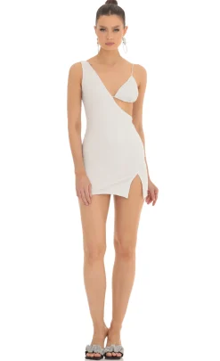 LUCY IN THE SKY Mini Dresses^Shimmer Bust Cutout Dress In White