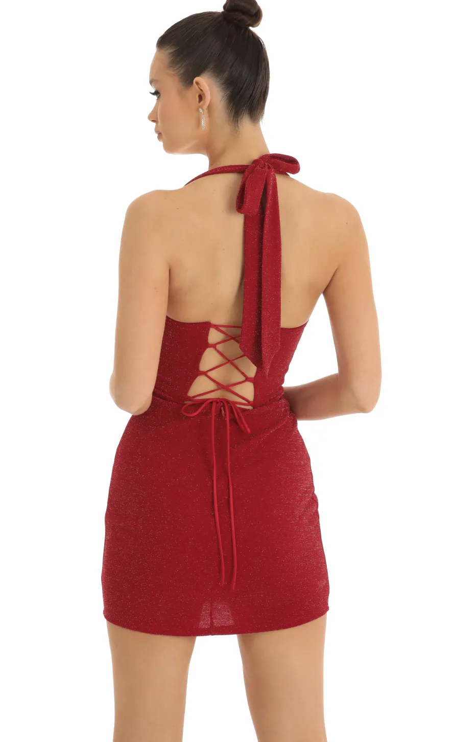 LUCY IN THE SKY Mini Dresses^Shimmer Corset Bodycon Dress In Red