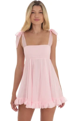 LUCY IN THE SKY Mini Dresses^Shimmer Ruffle Babydoll Dress In Pink
