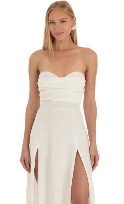 LUCY IN THE SKY Maxi Dresses^Shimmer Sequin Velvet Maxi Dress In White