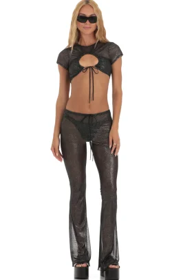 LUCY IN THE SKY Two-Piece Sets|Pants^Shimmer Three Piece Pant Set In Black
