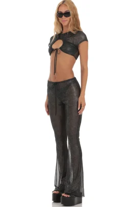 LUCY IN THE SKY Two-Piece Sets|Pants^Shimmer Three Piece Pant Set In Black