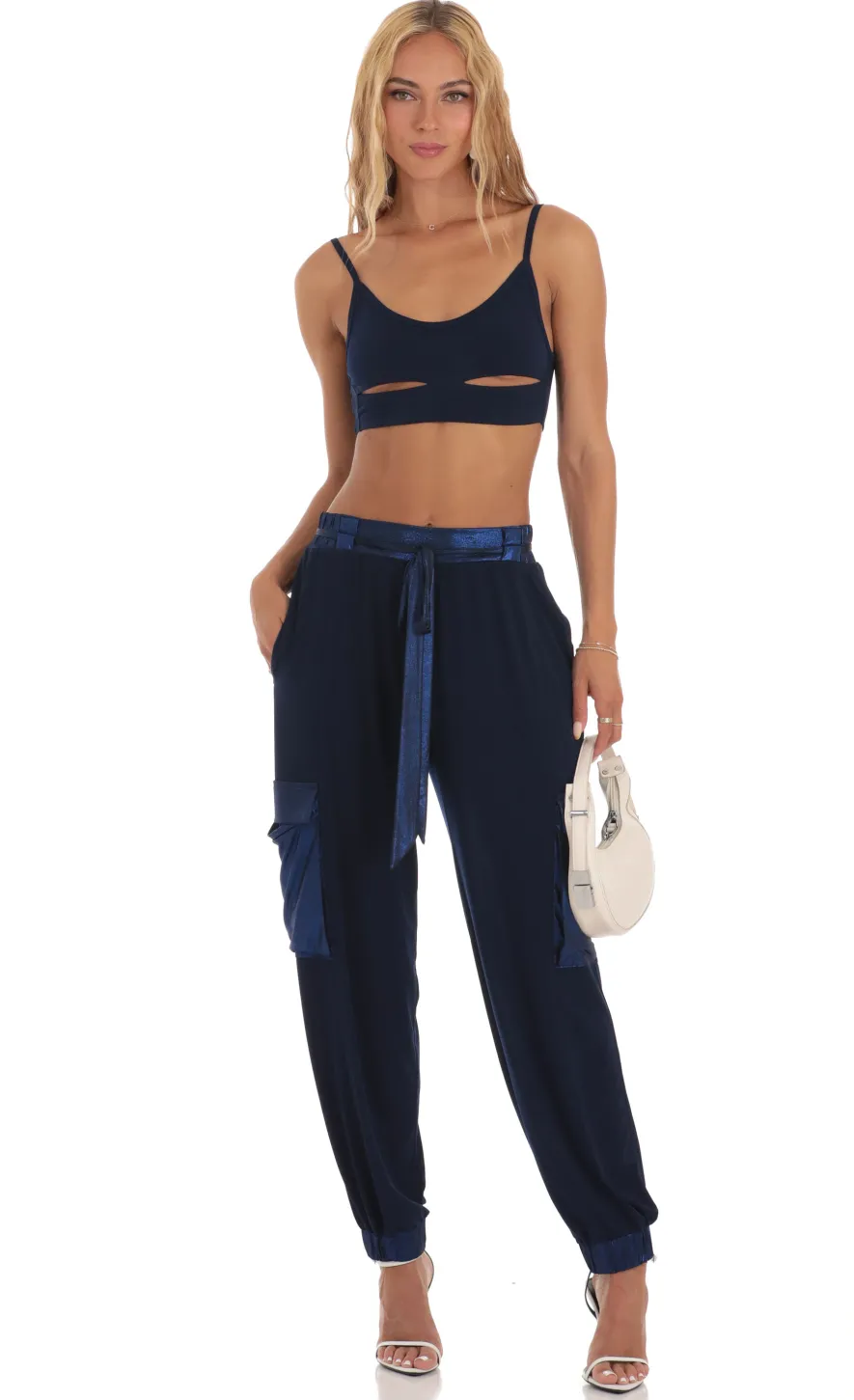 LUCY IN THE SKY Two-Piece Sets|Pants^Shimmer Two Piece Set In Navy