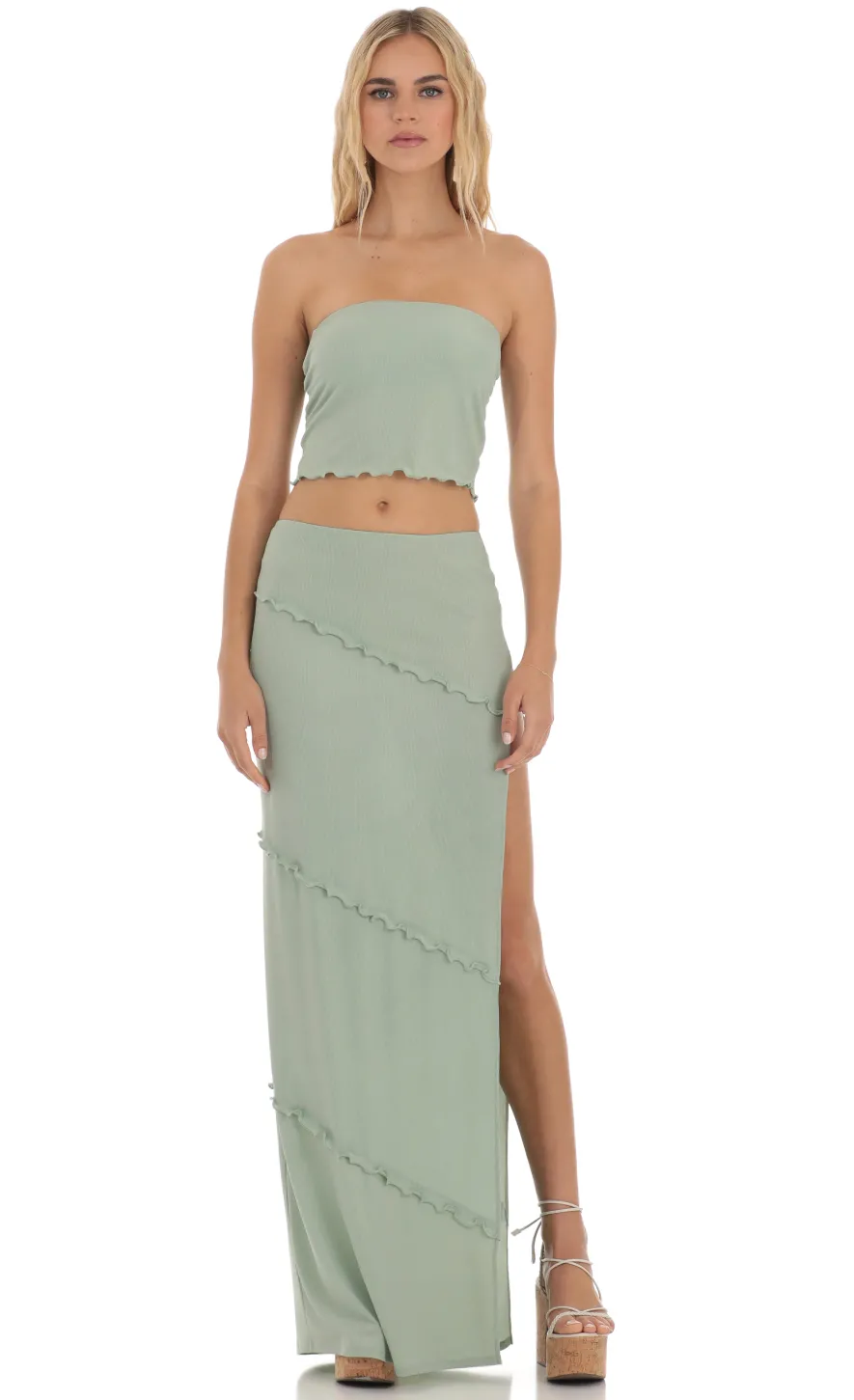 LUCY IN THE SKY Two-Piece Sets^Shimmer Two Piece Set In Sage