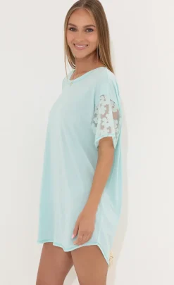 LUCY IN THE SKY Tops|Mini Dresses^Shirt Dress In Teal Flowers