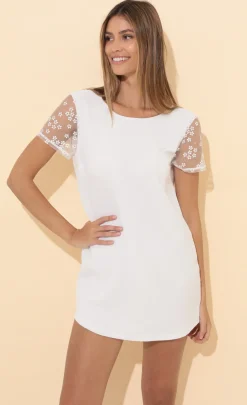 LUCY IN THE SKY Mini Dresses|Tops^Shirt Dress In White Floral