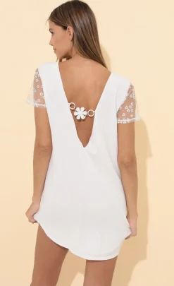 LUCY IN THE SKY Mini Dresses|Tops^Shirt Dress In White Floral