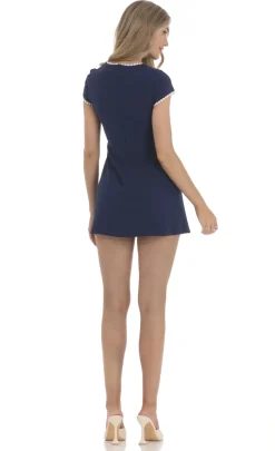 LUCY IN THE SKY Mini Dresses^Short Sleeve Double Slit Dress In Navy
