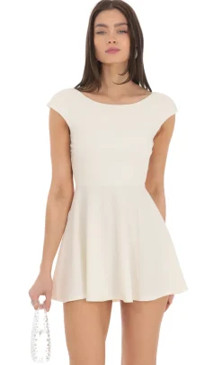 LUCY IN THE SKY Mini Dresses^Short Sleeve Open Back A-line Dress In Ivory