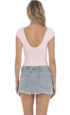 LUCY IN THE SKY Tops^Short Sleeve V-Neck Top In Pink