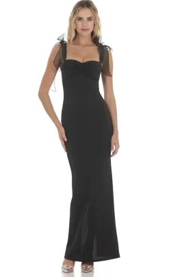 LUCY IN THE SKY Maxi Dresses^Shoulder Ties Maxi Dress In Black